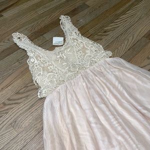 Crochet dress double layered a line dress